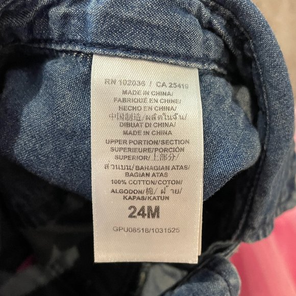 GUESS Pink Tulle & Blue Denim Fairy Dress Embellished Toddler Girl 24m (SKU: 3G) - Picture 7 of 7